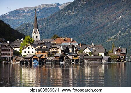 "Town view, Hallstatt on Lake Hallstatt, UNESCO World Heritage Site, Salzkammergut, Alps, Upper Austria, Austria, Europe" View Large Photo Image Stock Image - "Town view, Hallstatt on Lake Hallstatt, UNESCO World Heritage Site, Salzkammergut, Alps, Upper Austria, Austria, Europe". Fotosearch