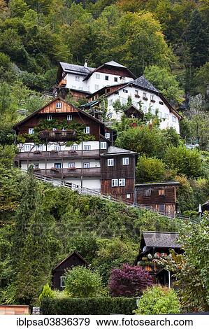 Stock Photo - "Town view, Hallstatt, UNESCO World Heritage Site, Salzkammergut, Alps, Upper Austria, Austria, Europe". Fotosearch