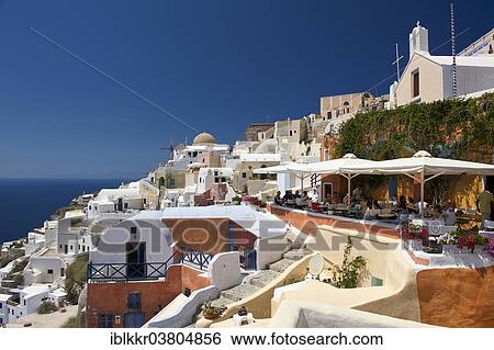 Stock Photograph - "Town view of Oia, Santorini, Cyclades, Greece, Europe". Fotosearch