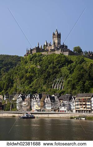 "Town view with Moselle river and Reichsburg Imperial Castle, Cochem, Moselle, Rhineland-Palatinate, Germany, Europe, PublicGround, Europe" View Large Photo Image Stock Photo - "Town view with Moselle river and Reichsburg Imperial Castle, Cochem, Moselle, Rhineland-Palatinate, Germany, Europe, PublicGround, Europe". Fotosearch