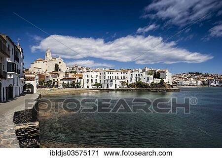 "Town with whitewashed houses on the sea, Cadaques, Costa Brava, Catalonia, Spain, Europe" View Large Photo Image Stock Image - "Town with whitewashed houses on the sea, Cadaques, Costa Brava, Catalonia, Spain, Europe". Fotosearch