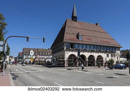 Stock Image - "Townhouse Freudenstadt, Black Forest, Baden-Wuerttemberg, Germany, Europe, PublicGround, Europe". Fotosearch