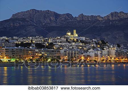 "Townscape at dusk, sea, coast, Altea, Costa Blanca, Province of Alicante, Spain, Europe" View Large Photo Image Stock Photo - "Townscape at dusk, sea, coast, Altea, Costa Blanca, Province of Alicante, Spain, Europe". Fotosearch