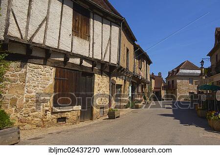 Stock Image - "Townscape, Autoire, labelled as a Les Plus Beaux Villages de France or The Most Beautiful Villages of France, Midi-Pyrenees Region, Lot Department, France, Europe". Fotosearch