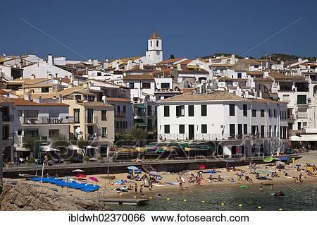 Stock Photograph - "Townscape, Calella de Palafrugell, Costa Brava, Catalonia, Spain, Europe, PublicGround, Europe". Fotosearch