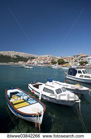 "Townscape, fishing boats in the harbour, Baska, Kvarner Gulf, Krk Island, Croatia, Europe" View Large Photo Image Stock Photograph - "Townscape, fishing boats in the harbour, Baska, Kvarner Gulf, Krk Island, Croatia, Europe". Fotosearch