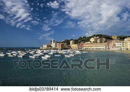 "Townscape, harbor, Baia di Silenzio, Sestri Levante, Riviera di Levante, Genoa, Liguria, Italy, Europe" View Large Photo Image Picture - "Townscape, harbor, Baia di Silenzio, Sestri Levante, Riviera di Levante, Genoa, Liguria, Italy, Europe". Fotosearch