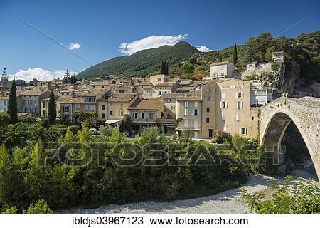 Stock Image - "Townscape, Nyons, Drome, Rhone-Alpes, Provence, France, Europe". Fotosearch