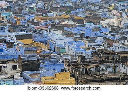 "Townscape of Bundi with blue-painted houses, Bundi, Rajasthan, India, Asia" View Large Photo Image Stock Photo - "Townscape of Bundi with blue-painted houses, Bundi, Rajasthan, India, Asia". Fotosearch