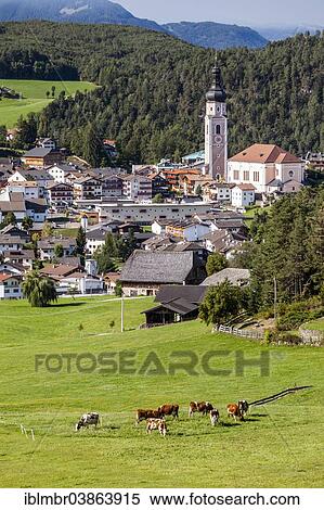 Stock Photography - "Townscape of Castelrotto, Altopiano dello Sciliar, Alto Adige, Italy, Europe". Fotosearch