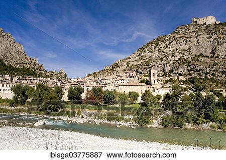Stock Photo - "Townscape of Entrevaux, Provence-Alpes-Cote dâ€™Azur, France, Europe". Fotosearch