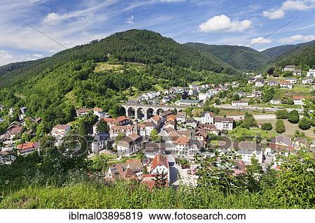 Stock Photo - "Townscape of Hornberg, Black Forest, Baden-Wurttemberg, Germany, Europe". Fotosearch