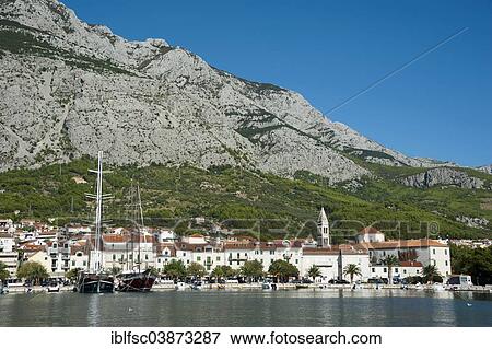 "Townscape of Makarska, Makarska Riviera, Dalmatia, Croatia, Europe" View Large Photo Image Stock Photo - "Townscape of Makarska, Makarska Riviera, Dalmatia, Croatia, Europe". Fotosearch