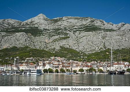 "Townscape of Makarska, Makarska Riviera, Dalmatia, Croatia, Europe" View Large Photo Image Stock Photo - "Townscape of Makarska, Makarska Riviera, Dalmatia, Croatia, Europe". Fotosearch