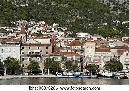 "Townscape of Makarska, Makarska Riviera, Dalmatia, Croatia, Europe" View Large Photo Image Stock Photography - "Townscape of Makarska, Makarska Riviera, Dalmatia, Croatia, Europe". Fotosearch