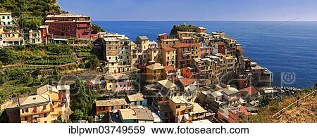 Stock Photo - "Townscape of Manarola, Manarola, Cinque Terre National Park, Liguria, Italy, Europe". Fotosearch