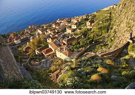 "Townscape of Monemvasia, Peloponnese, Greece, Europe" View Large Photo Image Stock Image - "Townscape of Monemvasia, Peloponnese, Greece, Europe". Fotosearch