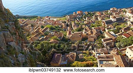 "Townscape of Monemvasia, Peloponnese, Greece, Europe" View Large Photo Image Stock Image - "Townscape of Monemvasia, Peloponnese, Greece, Europe". Fotosearch