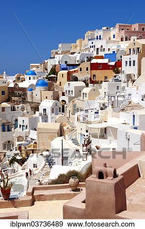 Stock Photo - "Townscape of Oia, Santorini, Cyclades, Greece, Europe". Fotosearch