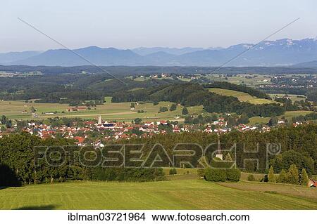 Picture - "Townscape of Peissenberg, Peissenberg, Pfaffenwinkel region, Upper Bavaria, Bavaria, Germany, Europe". Fotosearch