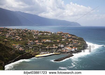 Stock Image - "Townscape of Ponta Delgada, North Coast, Madeira Island, Portugal, Europe". Fotosearch
