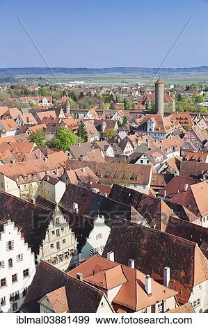 Stock Photo - "Townscape of Rothenburg ob der Tauber, Romantic Road, Franconia, Bavaria, Germany, Europe". Fotosearch