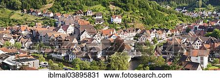 Stock Image - "Townscape of Schiltach, Black Forest, Kinzigtal valley, Baden-Wurttemberg, Germany, Europe". Fotosearch