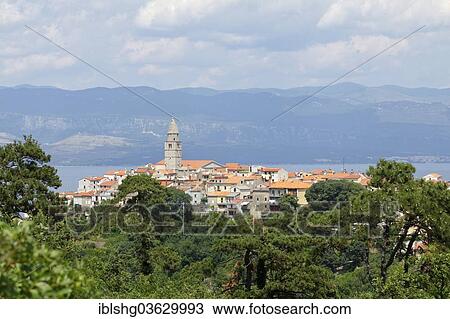 Stock Image - "Townscape of Vrbnik, Vrbnik, Krk, Kvarner Gulf, Croatia, Europe". Fotosearch