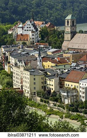 Stock Image - "Townscape of Wasserburg am Inn, Upper Bavaria, Bavaria, Germany, Europe". Fotosearch
