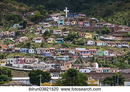Stock Image - "Townscape with colourful houses, Cachoeira, Bahia, Brazil, South America". Fotosearch
