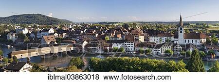 "Townscape with its historic wooden bridge over the Rhine, Diessenhofen, Canton of Schaffhausen, Switzerland, Europe" View Large Photo Image Stock Photo - "Townscape with its historic wooden bridge over the Rhine, Diessenhofen, Canton of Schaffhausen, Switzerland, Europe". Fotosearch