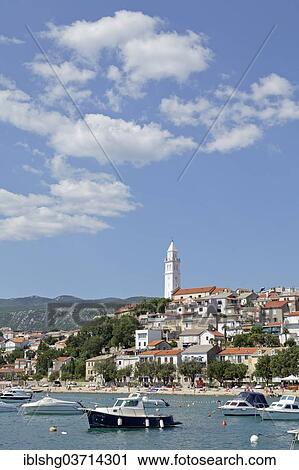 "Townscape with the boat harbour, Novi Vinodolski, Kvarner Gulf, Croatia, Europe" View Large Photo Image Stock Image - "Townscape with the boat harbour, Novi Vinodolski, Kvarner Gulf, Croatia, Europe". Fotosearch