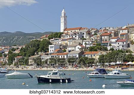 "Townscape with the boat harbour, Novi Vinodolski, Kvarner Gulf, Croatia, Europe" View Large Photo Image Stock Image - "Townscape with the boat harbour, Novi Vinodolski, Kvarner Gulf, Croatia, Europe". Fotosearch