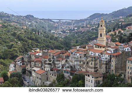 "Townscape with the Church of San Lorenzo, Vallebona, Liguria, Italy, Europe" View Large Photo Image Stock Photo - "Townscape with the Church of San Lorenzo, Vallebona, Liguria, Italy, Europe". Fotosearch