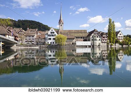 "Townscape with the monastery of St. George on the Rhine, Stein am Rhein, Canton of Schaffhausen, Switzerland, Europe" View Large Photo Image Stock Photo - "Townscape with the monastery of St. George on the Rhine, Stein am Rhein, Canton of Schaffhausen, Switzerland, Europe". Fotosearch