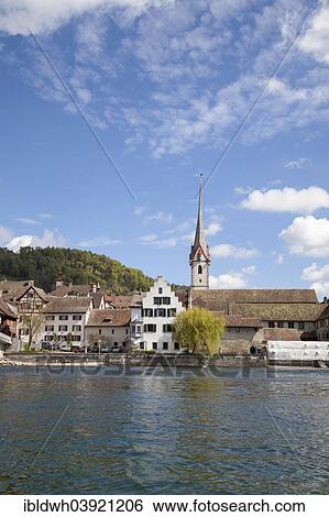 "Townscape with the monastery of St. George on the Rhine, Stein am Rhein, Canton of Schaffhausen, Switzerland, Europe" View Large Photo Image Stock Photograph - "Townscape with the monastery of St. George on the Rhine, Stein am Rhein, Canton of Schaffhausen, Switzerland, Europe". Fotosearch