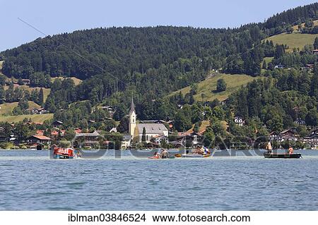 Picture - "Townscape with the Parish Church of St. Sixtus, Schliersee, Upper Bavaria, Bavaria, Germany, Europe". Fotosearch