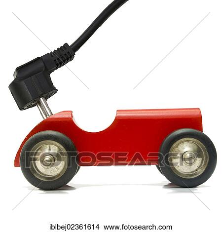 Picture - "Toy car, plug, symbolic image electric car". Fotosearch