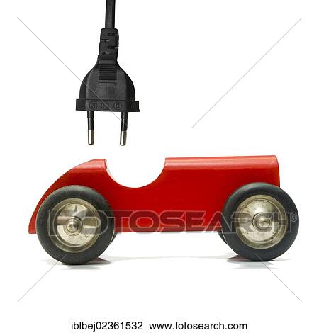 Stock Image - "Toy car, plug, symbolic image electric car". Fotosearch