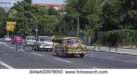 Stock Image - "Trabant cars or Trabis on the road, Trabi Safari, Berlin, Germany, Europe". Fotosearch