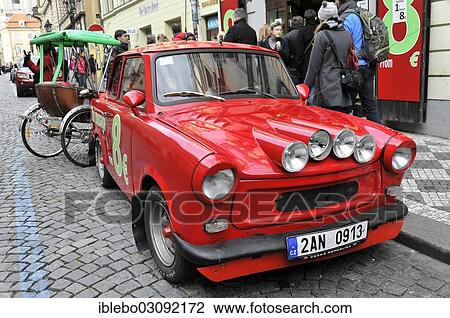 "Trabbi car for city tours, Mala Strana, Prague, Czech Republic, Europe" View Large Photo Image Stock Image - "Trabbi car for city tours, Mala Strana, Prague, Czech Republic, Europe". Fotosearch