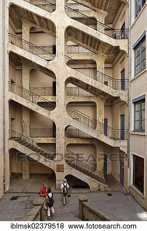 "Traboules stairs in Croix-Rousse, Lyon, Departement Rhone, France, Europe" View Large Photo Image Stock Photo - "Traboules stairs in Croix-Rousse, Lyon, Departement Rhone, France, Europe". Fotosearch