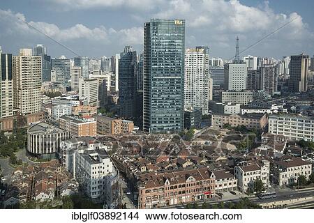 Picture - "Traditional and modern districts, Shanghai, China, Asia". Fotosearch
