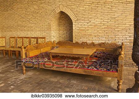 "Traditional """"bed table"""" at the memorial, Pahlavan Mahmud mausoleum, Itchan Kala, Khiva, Uzbekistan, Asia" View Large Photo Image Stock Photo - "Traditional """"bed table"""" at the memorial, Pahlavan Mahmud mausoleum, Itchan Kala, Khiva, Uzbekistan, Asia". Fotosearch