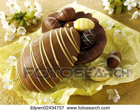 Traditional chocolate Easter eggs View Large Photo Image Stock Photo - Traditional chocolate Easter eggs. Fotosearch