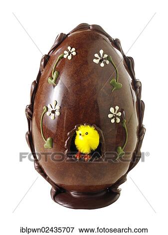 Stock Photo - Traditional decorated chocolate Easter egg. Fotosearch