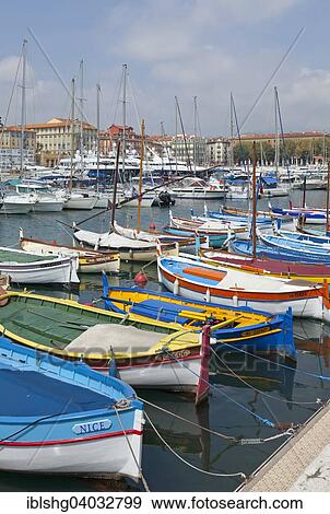 "Traditional fishing boats in the marina, Nice, Departement Alpes-Maritimes, Provence-Alpes-Cote d’Azur, France, Europe" View Large Photo Image Stock Photo - "Traditional fishing boats in the marina, Nice, Departement Alpes-Maritimes, Provence-Alpes-Cote d’Azur, France, Europe". Fotosearch