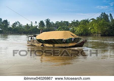 "Traditional freighter loaded with rice on the Mekong, Nam Bo, Can Tho, Mekong Delta, Vietnam, Asia" View Large Photo Image Stock Photo - "Traditional freighter loaded with rice on the Mekong, Nam Bo, Can Tho, Mekong Delta, Vietnam, Asia". Fotosearch