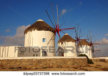 "Traditional Greek windmills of Mykonos, Mykonos Chora, Mykonos, Cyclades Islands, Greece, Europe" View Large Photo Image Stock Photo - "Traditional Greek windmills of Mykonos, Mykonos Chora, Mykonos, Cyclades Islands, Greece, Europe". Fotosearch