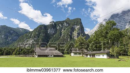 "Traditional houses in front of the Watzmann massif, St. Bartholoma am Konigssee, Berchtesgaden National Park, Berchtesgadener Land district, Upper Bavaria, Bavaria, Germany, Europe" View Large Photo Image Stock Photo - "Traditional houses in front of the Watzmann massif, St. Bartholoma am Konigssee, Berchtesgaden National Park, Berchtesgadener Land district, Upper Bavaria, Bavaria, Germany, Europe". Fotosearch